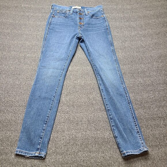 Madewell Jeans Womens 25P Blue 10" High-Rise Skinny Button Fly Stretch Petite - Picture 1 of 9